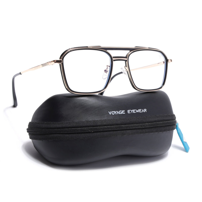 Voyage Golden & Black Wayfarer Eyeglasses for Men & Women (5015FMG6877-C3)