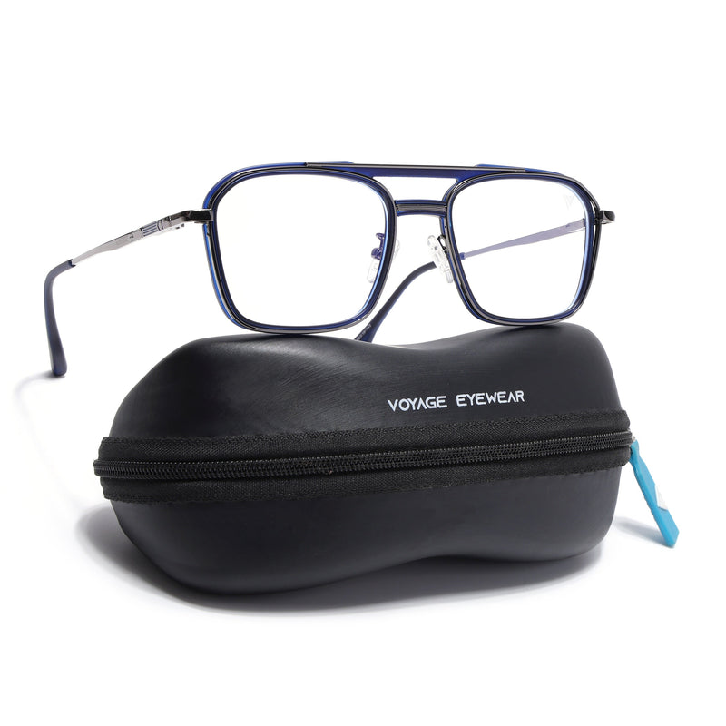 Voyage Grey & Blue Wayfarer Eyeglasses for Men & Women (5015FMG6878-C4)