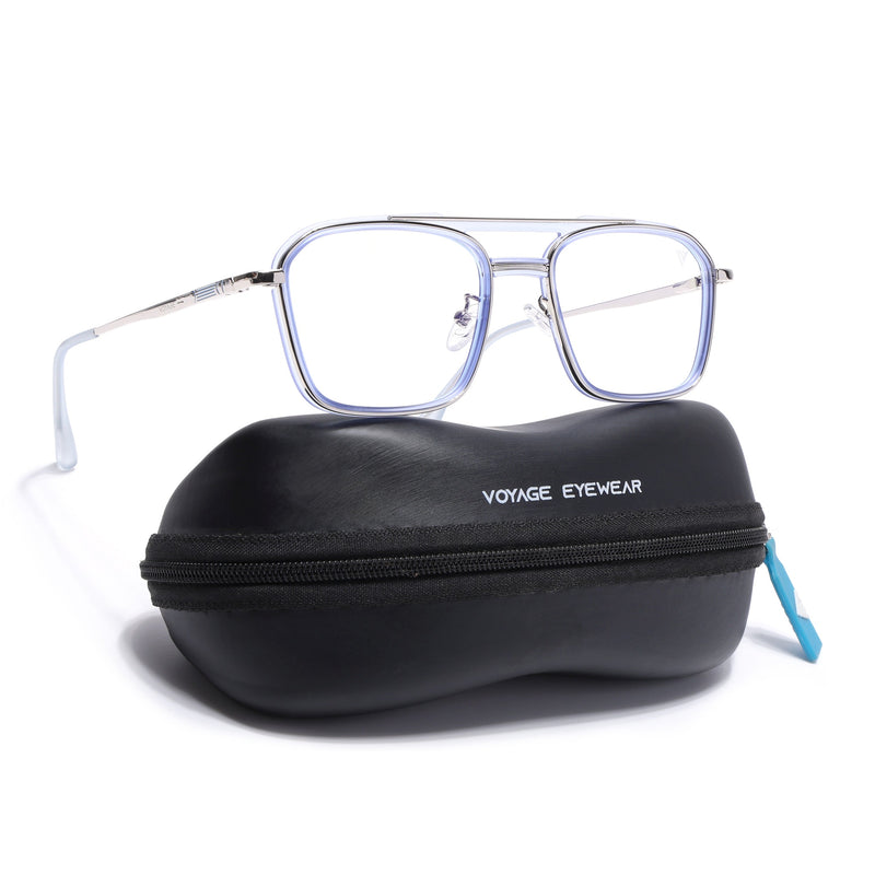 Voyage Silver & Purple Wayfarer Eyeglasses for Men & Women (5015FMG6882-C8)