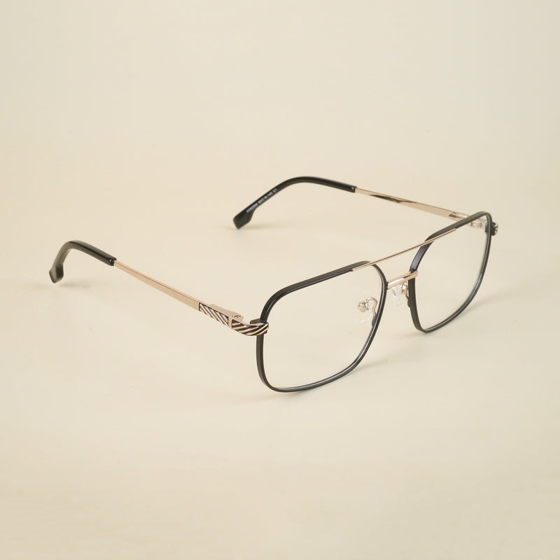 Voyage Black & Silver Wayfarer Eyeglasses for Men & Women (YC82055MG4640-C1)