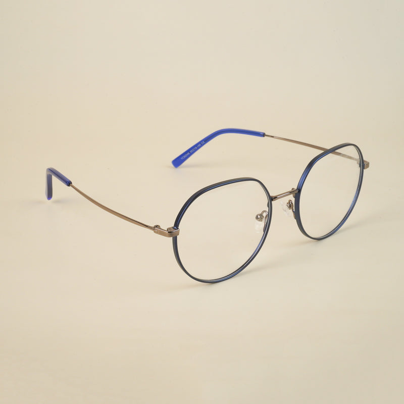 Voyage Blue Round Eyeglasses for Men & Women (YC82046MG4617-C4)