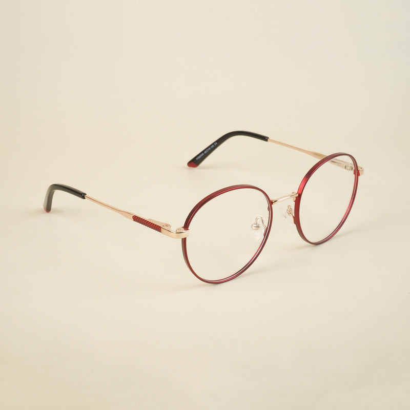 Voyage Red Round Eyeglasses for Men & Women (YC82047MG4621-C4)