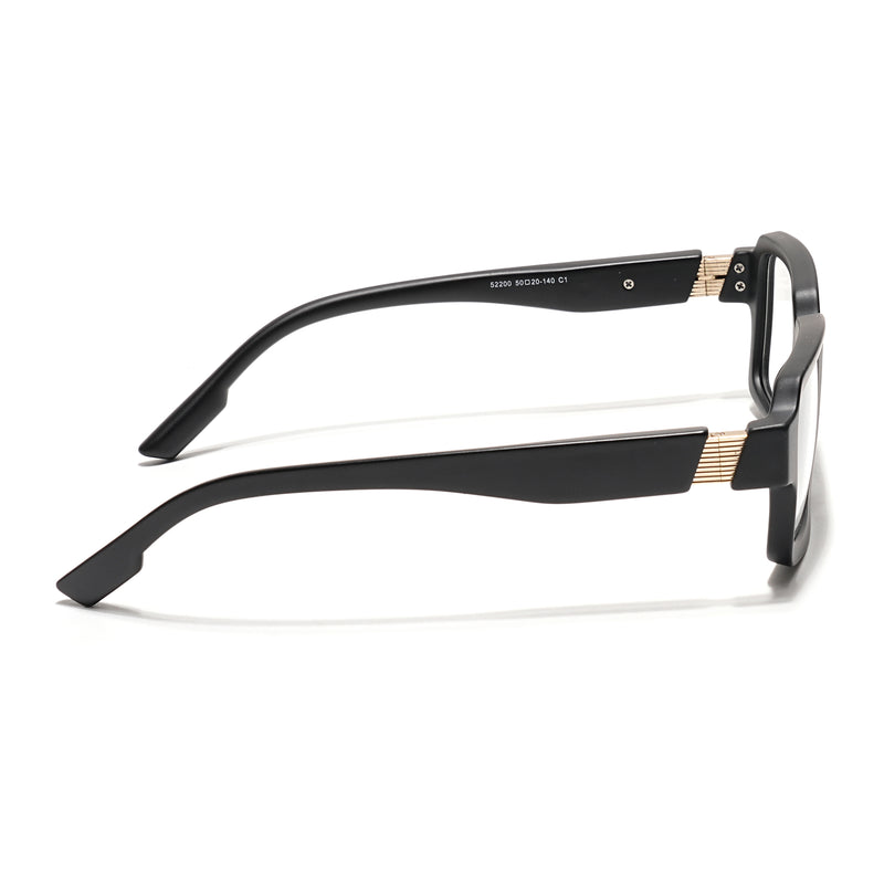 Voyage Black Rectangle Eyeglasses for Men & Women (52200FMG7678)