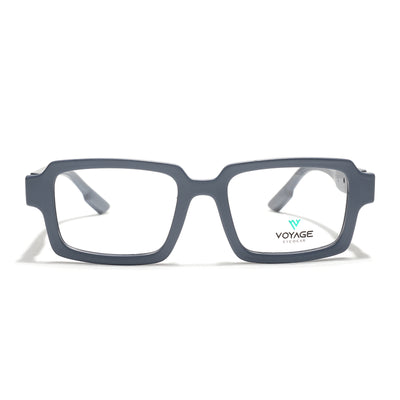 Voyage Grey Rectangle Eyeglasses for Men & Women (52200FMG7679)