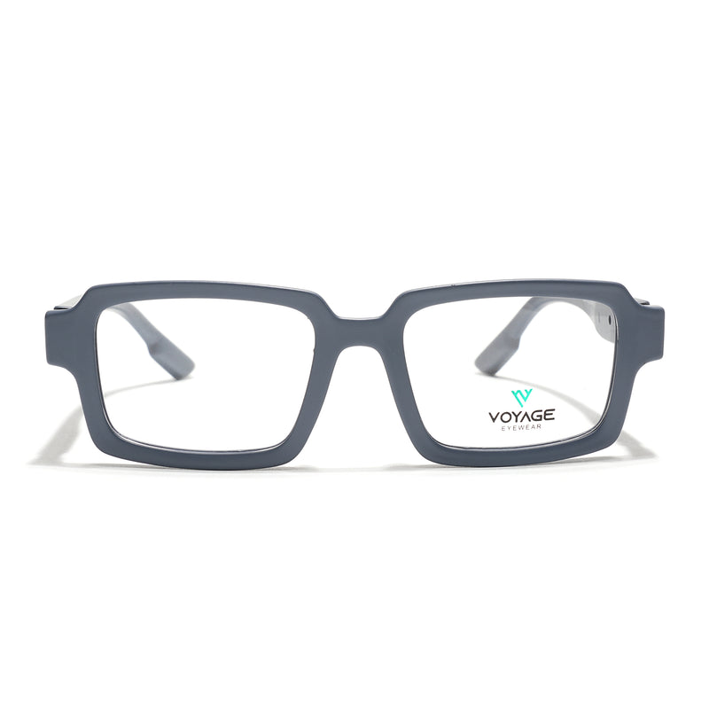 Voyage Grey Rectangle Eyeglasses for Men & Women (52200FMG7679)