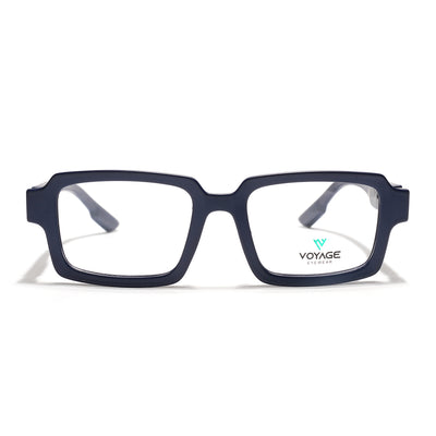 Voyage Blue Rectangle Eyeglasses for Men & Women (52200FMG7680)