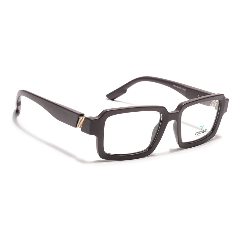 Voyage Brown Rectangle Eyeglasses for Men & Women (52200FMG7681)