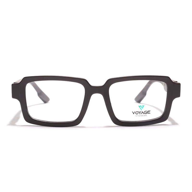 Voyage Brown Rectangle Eyeglasses for Men & Women (52200FMG7681)