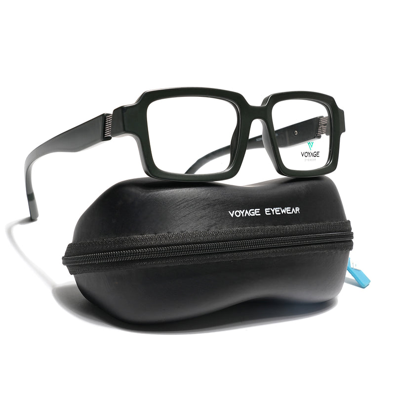 Voyage Green Rectangle Eyeglasses for Men & Women (52200FMG7682)