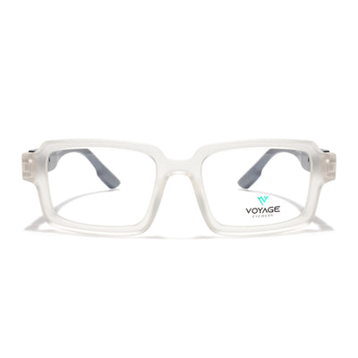 Voyage Matt Transparent Rectangle Eyeglasses for Men & Women (52200FMG7683)