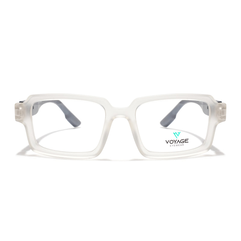 Voyage Matt Transparent Rectangle Eyeglasses for Men & Women (52200FMG7683)