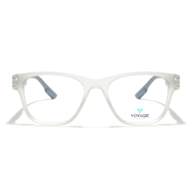 Voyage Matt Transparent Wayfarer Eyeglasses for Men & Women (52201FMG7689)