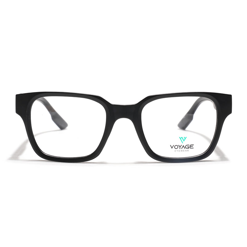Voyage Black Wayfarer Eyeglasses for Men & Women (52202FMG7690)