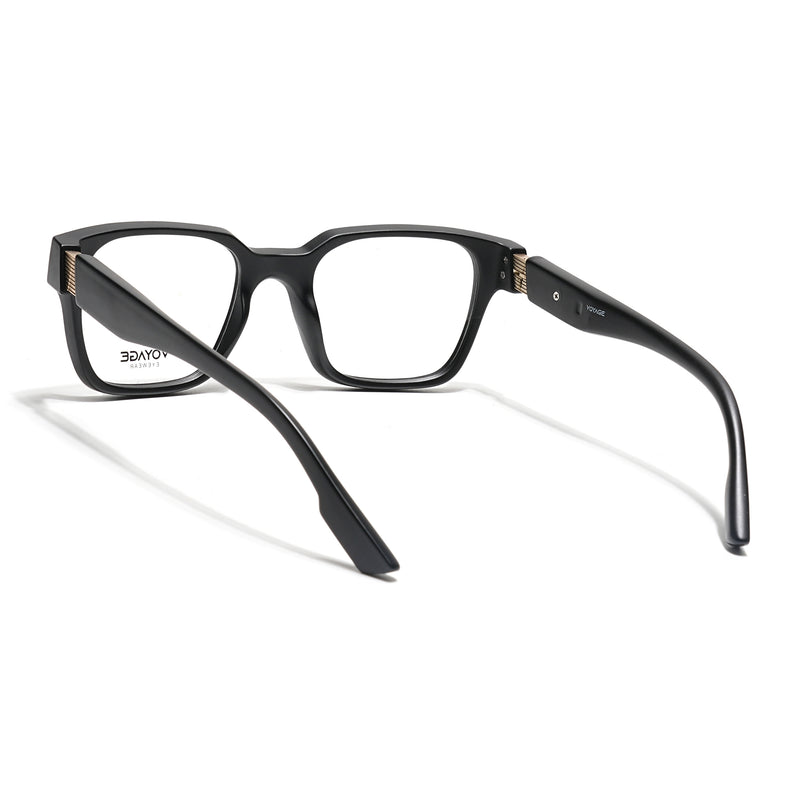 Voyage Black Wayfarer Eyeglasses for Men & Women (52202FMG7690)