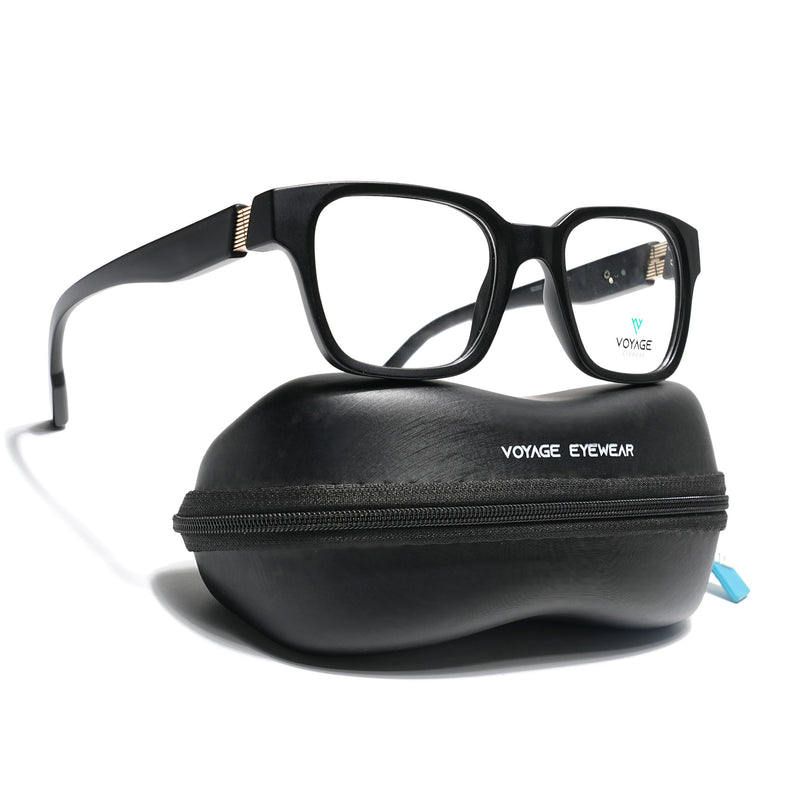 Voyage Black Wayfarer Eyeglasses for Men & Women (52202FMG7690)