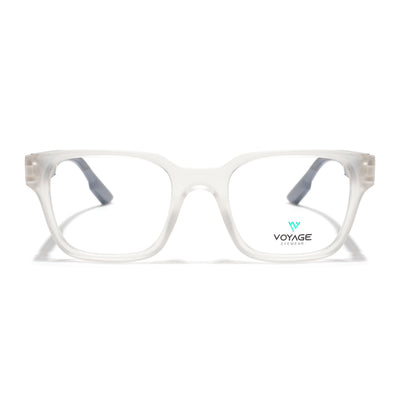 Voyage Matt Transparent Wayfarer Eyeglasses for Men & Women (52202FMG7695)
