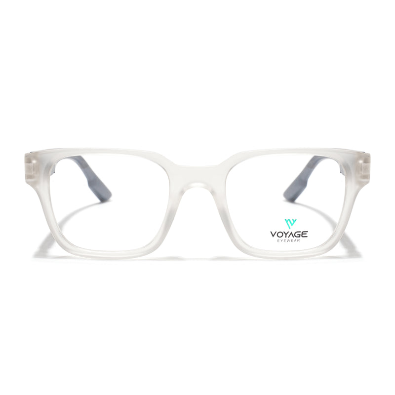 Voyage Matt Transparent Wayfarer Eyeglasses for Men & Women (52202FMG7695)