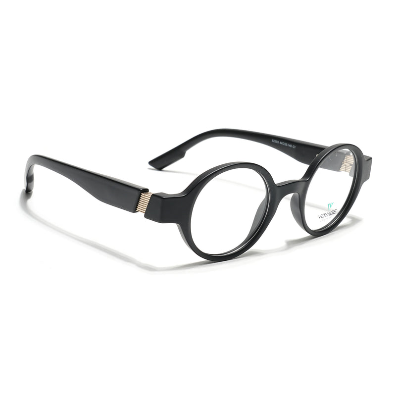 Voyage Black Round Eyeglasses for Men & Women (52203FMG7696)
