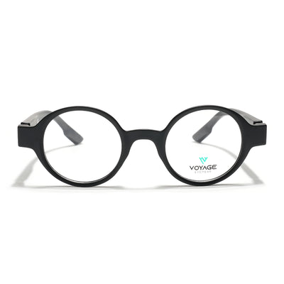 Voyage Black Round Eyeglasses for Men & Women (52203FMG7696)