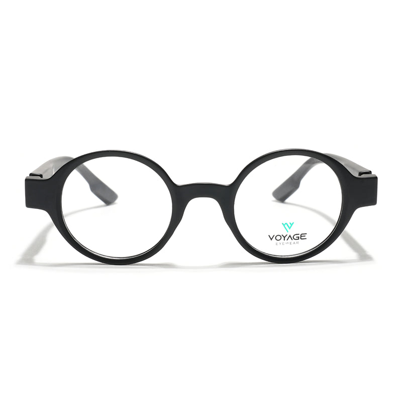 Voyage Black Round Eyeglasses for Men & Women (52203FMG7696)