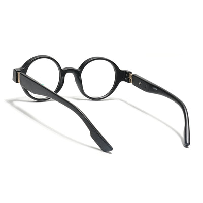 Voyage Black Round Eyeglasses for Men & Women (52203FMG7696)