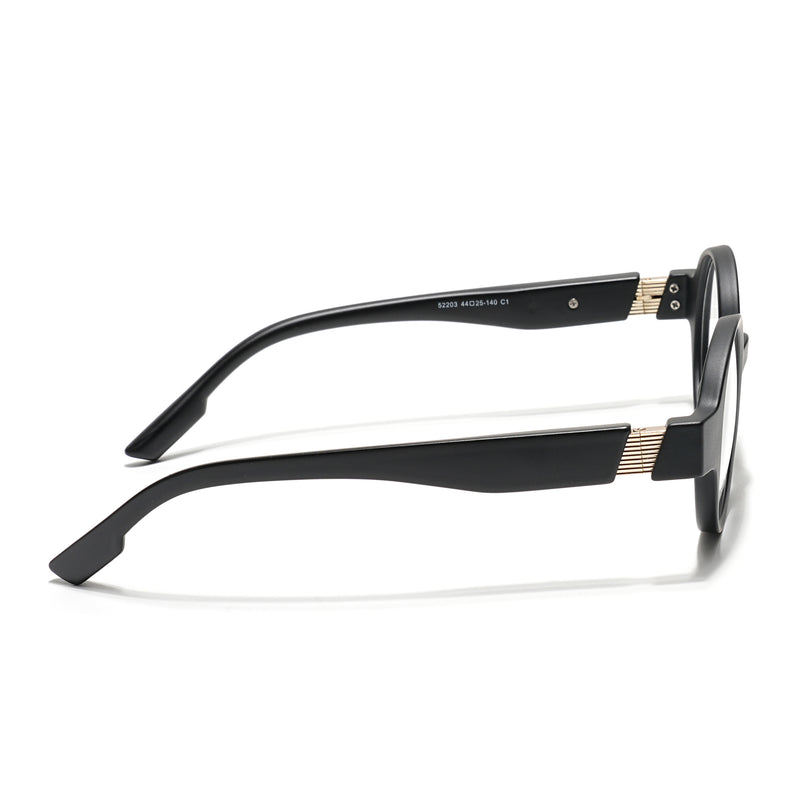 Voyage Black Round Eyeglasses for Men & Women (52203FMG7696)