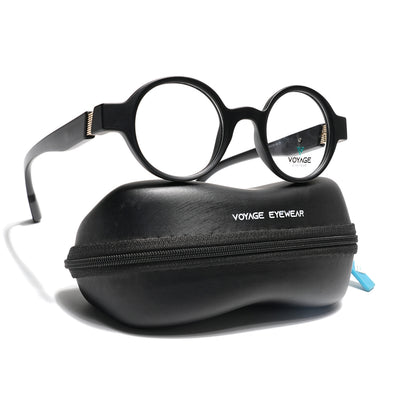 Voyage Black Round Eyeglasses for Men & Women (52203FMG7696)