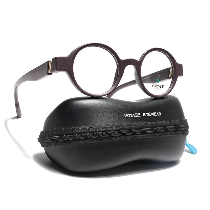 Voyage Brown Round Eyeglasses for Men & Women (52203FMG7699)
