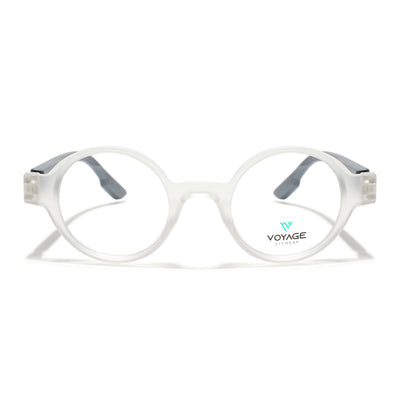 Voyage Matt Transparent Round Eyeglasses for Men & Women (52203FMG7701)