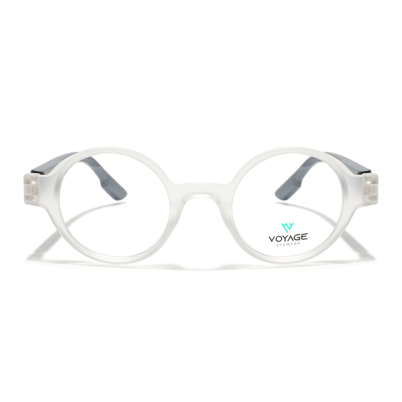 Voyage Matt Transparent Round Eyeglasses for Men & Women (52203FMG7701)