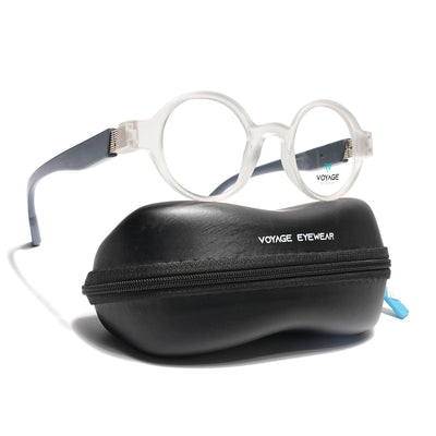 Voyage Matt Transparent Round Eyeglasses for Men & Women (52203FMG7701)