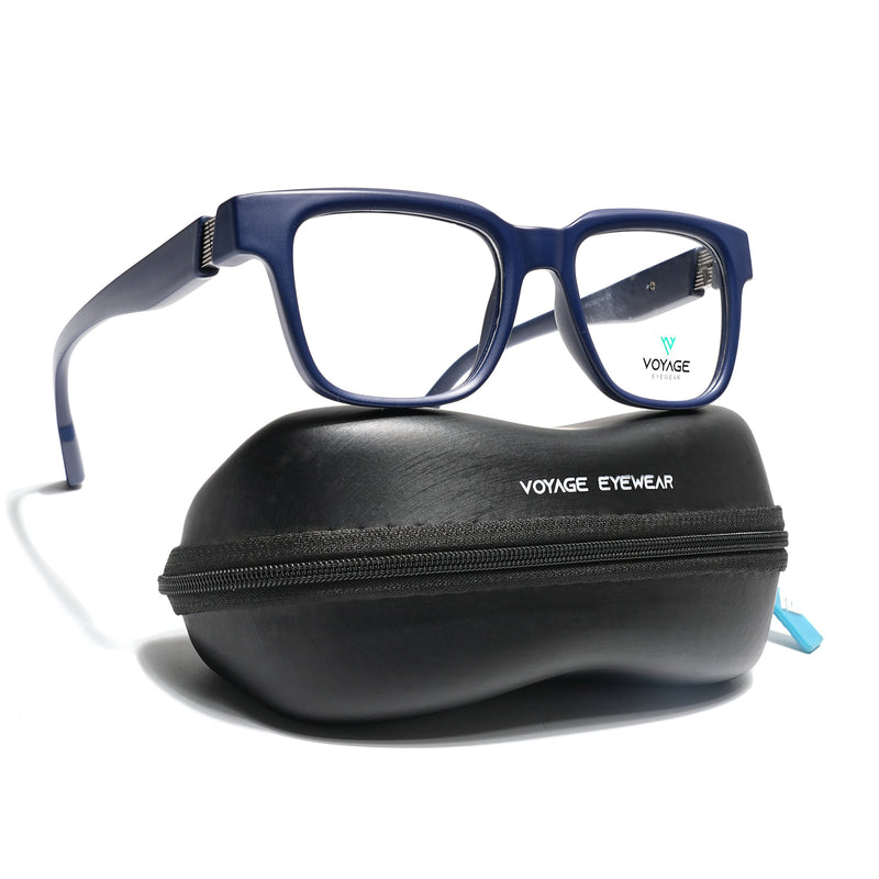 Voyage Blue Wayfarer Eyeglasses for Men & Women (52204FMG7704)