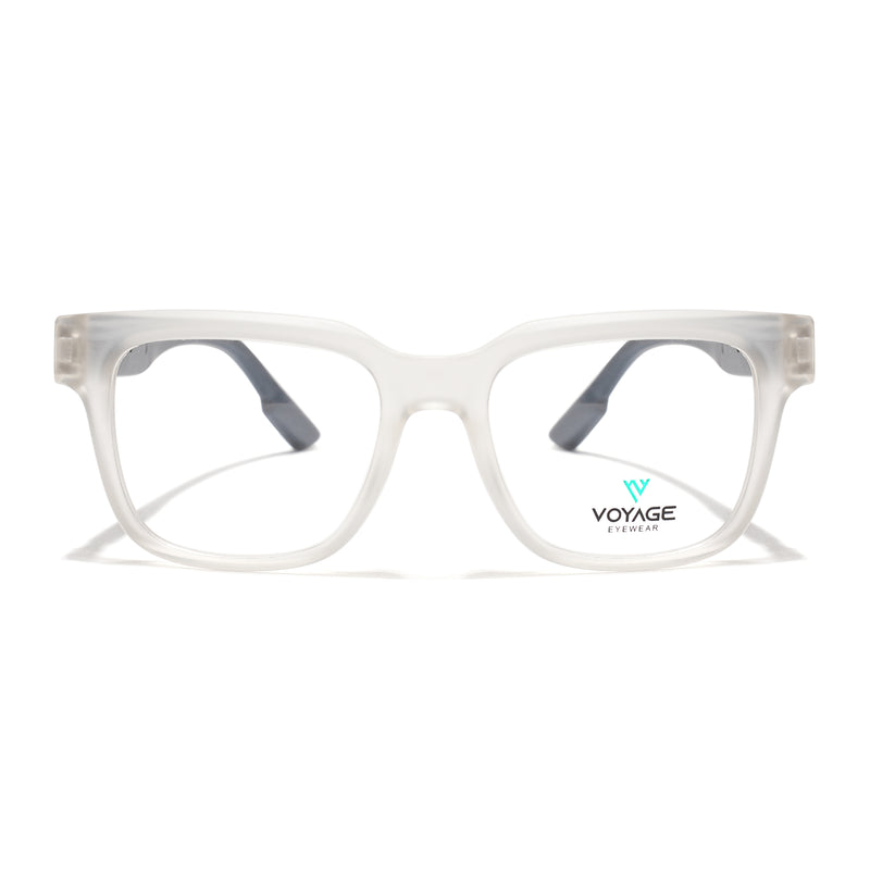 Voyage Matt Transparent Wayfarer Eyeglasses for Men & Women (52204FMG7707)