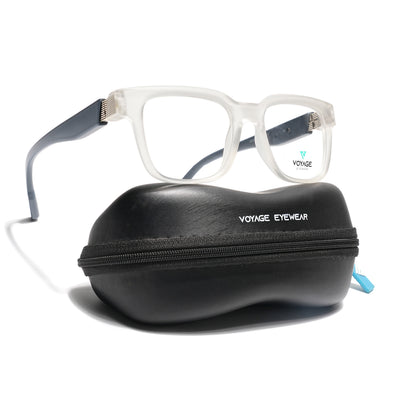 Voyage Matt Transparent Wayfarer Eyeglasses for Men & Women (52204FMG7707)