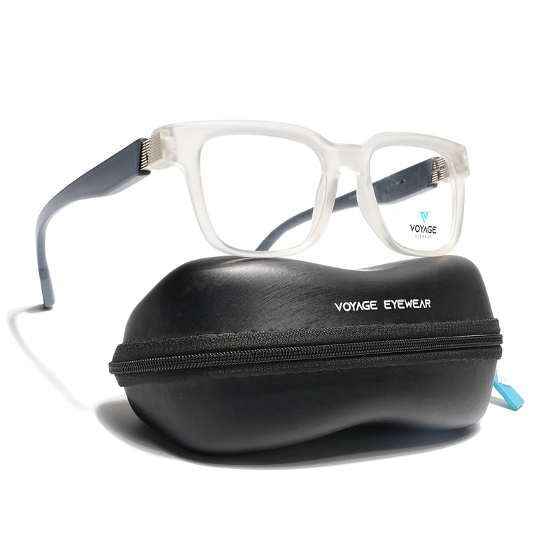 Voyage Matt Transparent Wayfarer Eyeglasses for Men & Women (52204FMG7707)