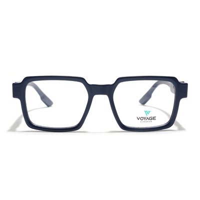 Voyage Blue Square Eyeglasses for Men & Women (52205FMG7710)