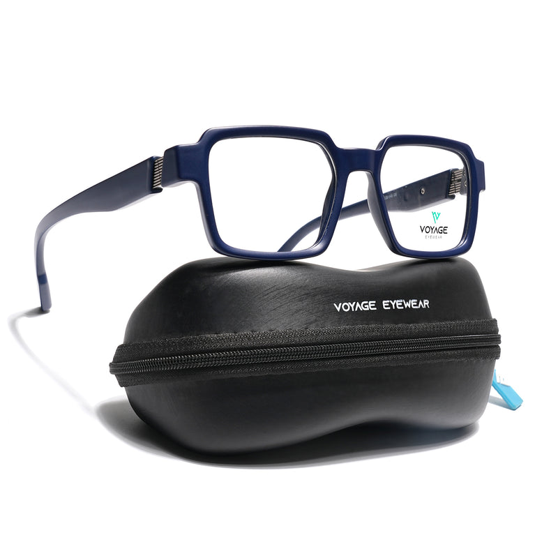Voyage Blue Square Eyeglasses for Men & Women (52205FMG7710)