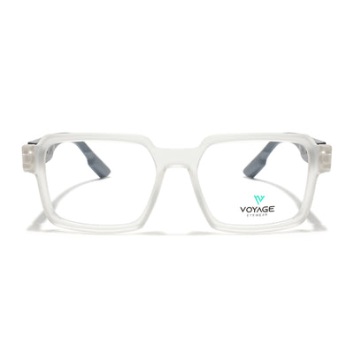 Voyage Matt Transparent Square Eyeglasses for Men & Women (52205FMG7713)