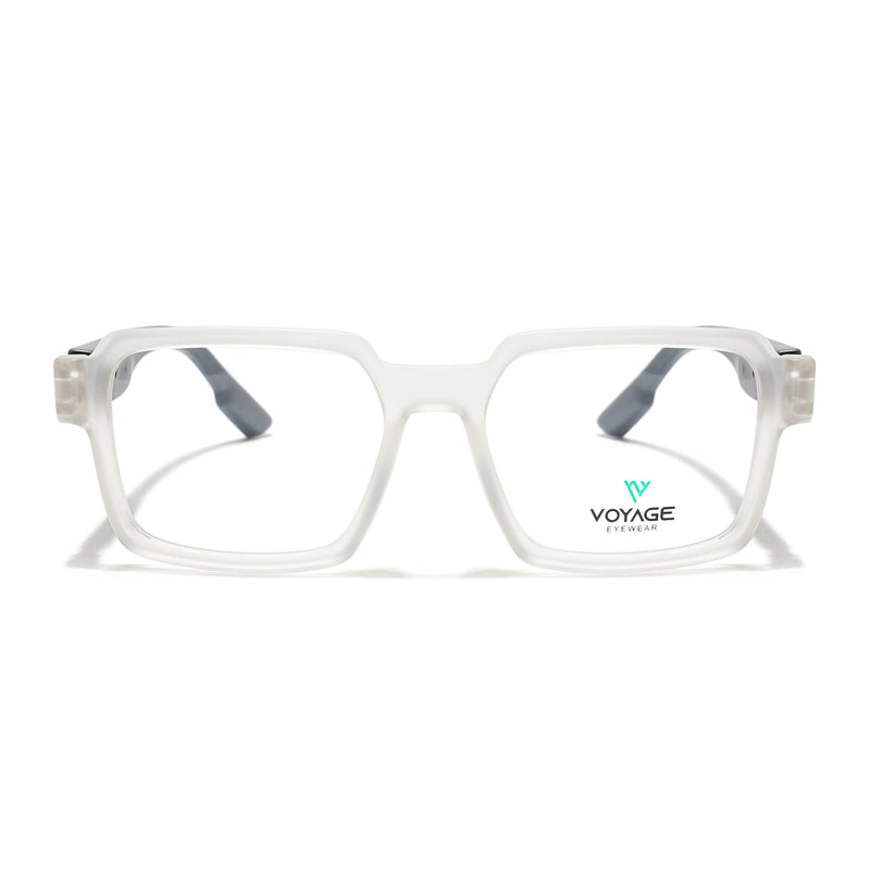 Voyage Matt Transparent Square Eyeglasses for Men & Women (52205FMG7713)