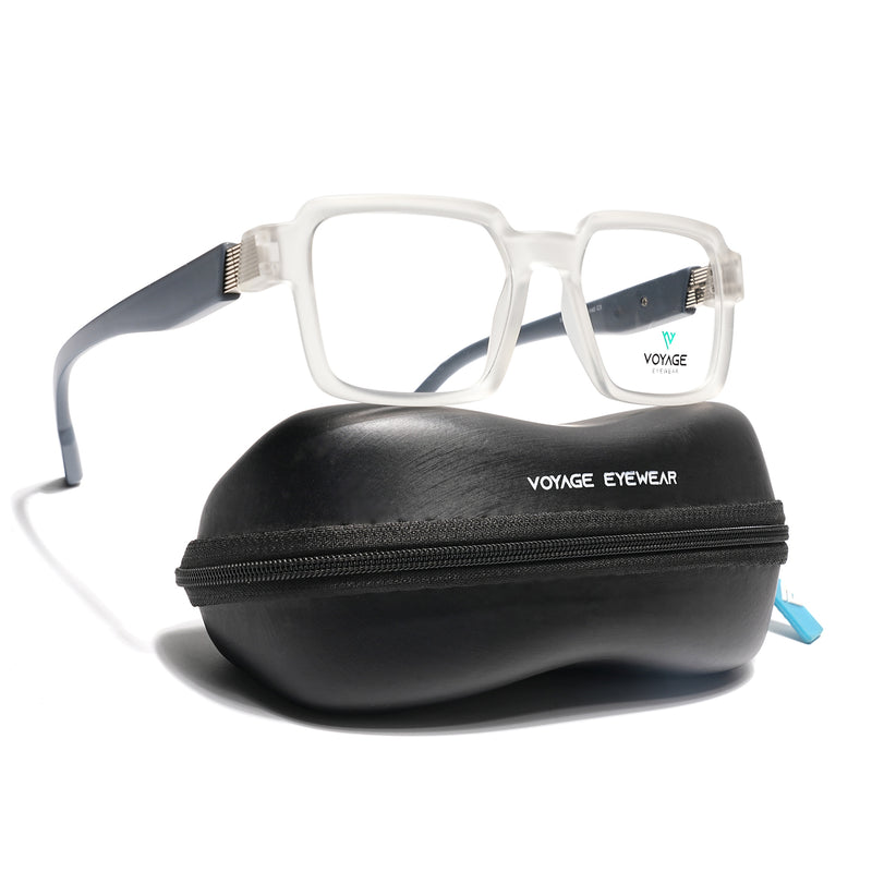 Voyage Matt Transparent Square Eyeglasses for Men & Women (52205FMG7713)