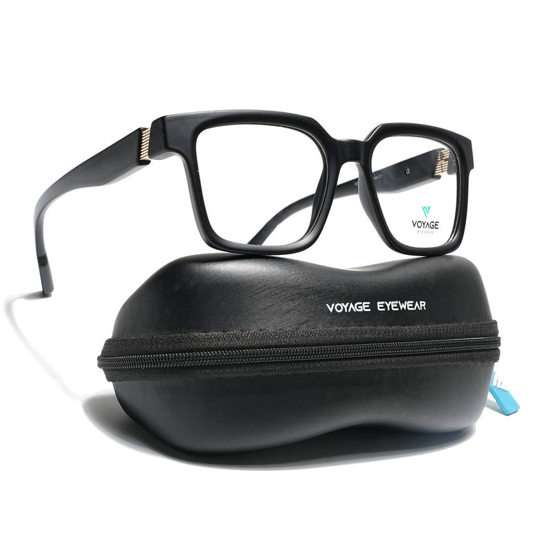 Voyage Black Wayfarer Eyeglasses for Men & Women (52206FMG7714)