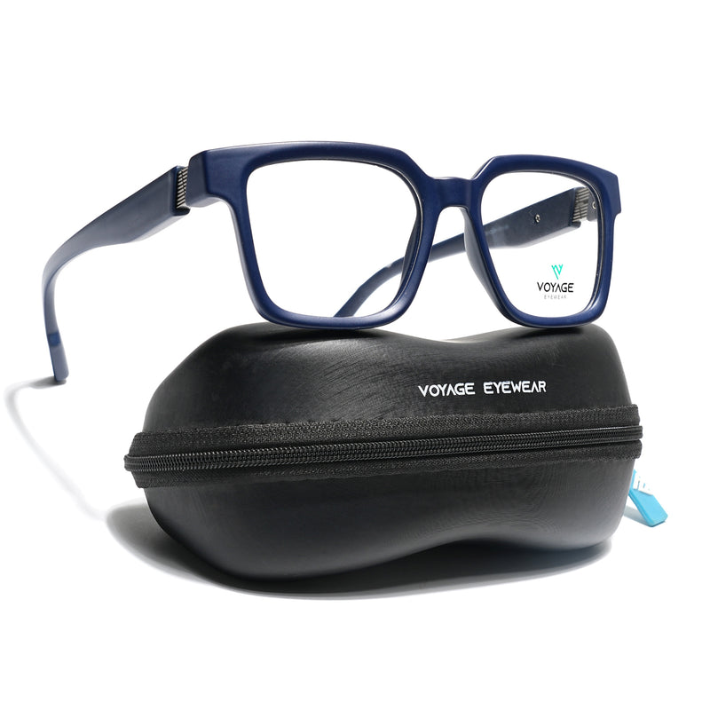 Voyage Blue Wayfarer Eyeglasses for Men & Women (52206FMG7716)
