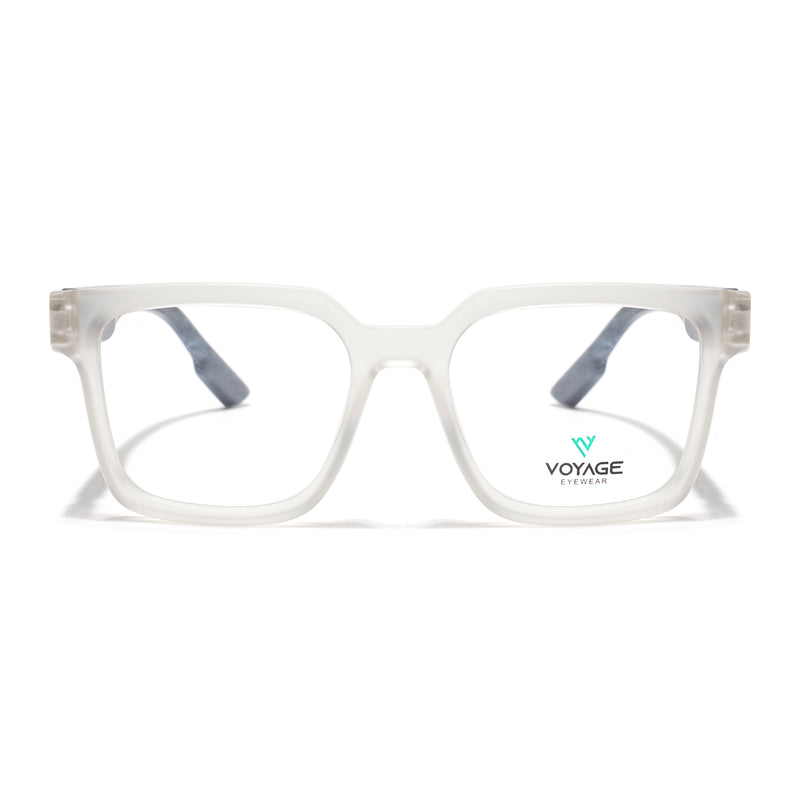 Voyage Matt Transparent Wayfarer Eyeglasses for Men & Women (52206FMG7719)