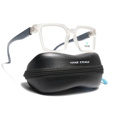 Voyage Matt Transparent Wayfarer Eyeglasses for Men & Women (52206FMG7719)