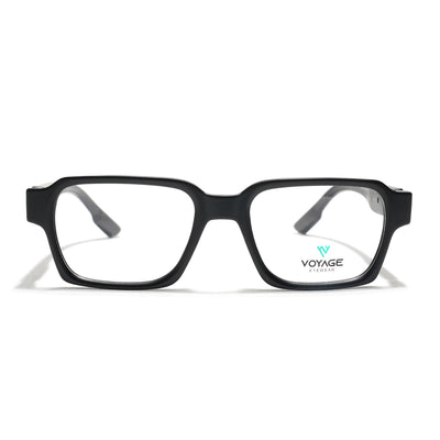 Voyage Black Rectangle Eyeglasses for Men & Women (52207FMG7720)
