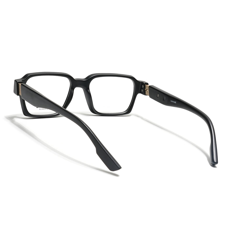 Voyage Black Rectangle Eyeglasses for Men & Women (52207FMG7720)