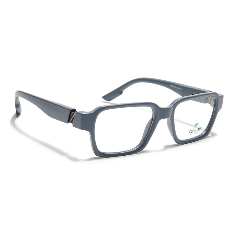 Voyage Grey Rectangle Eyeglasses for Men & Women (52207FMG7721)