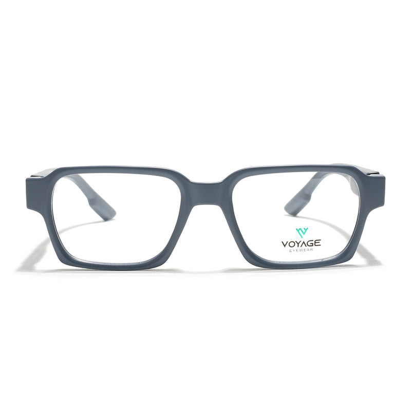 Voyage Grey Rectangle Eyeglasses for Men & Women (52207FMG7721)