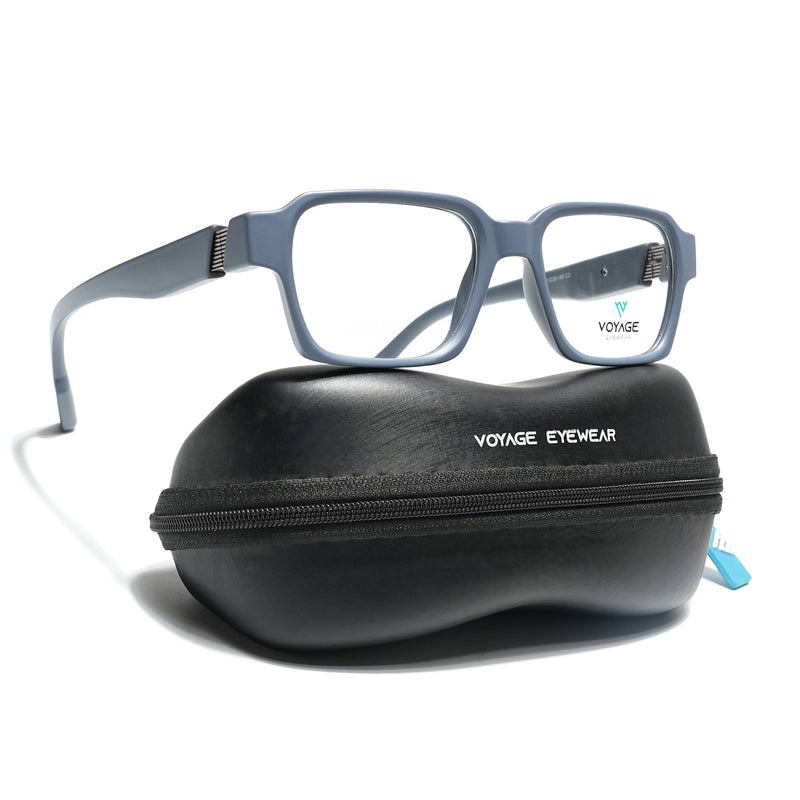 Voyage Grey Rectangle Eyeglasses for Men & Women (52207FMG7721)
