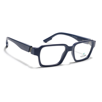 Voyage Blue Rectangle Eyeglasses for Men & Women (52207FMG7722)